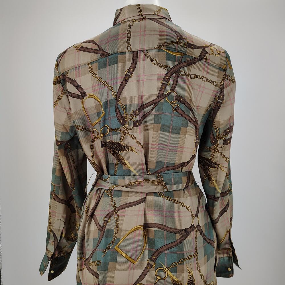 Lauren Ralph Lauren Equestrian Belt Print Shirt Dress Sz 6 - Picture 14 of 16